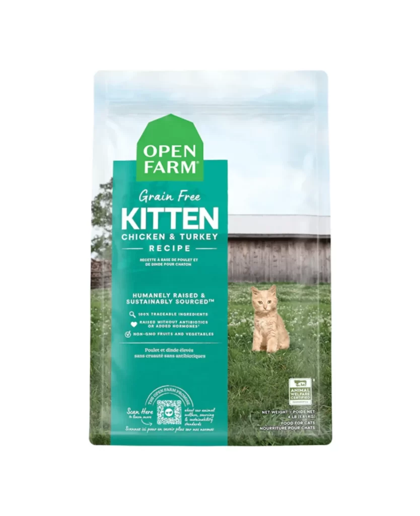 Open Farm Grain Free Kitten Chicken & Turkey Recipe Dog Food Packaging