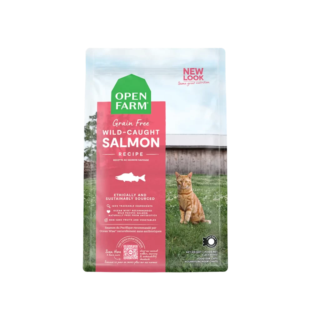 Open Farm Grain Free Wild-Caught Salmon Recipe Cat Food Packaging