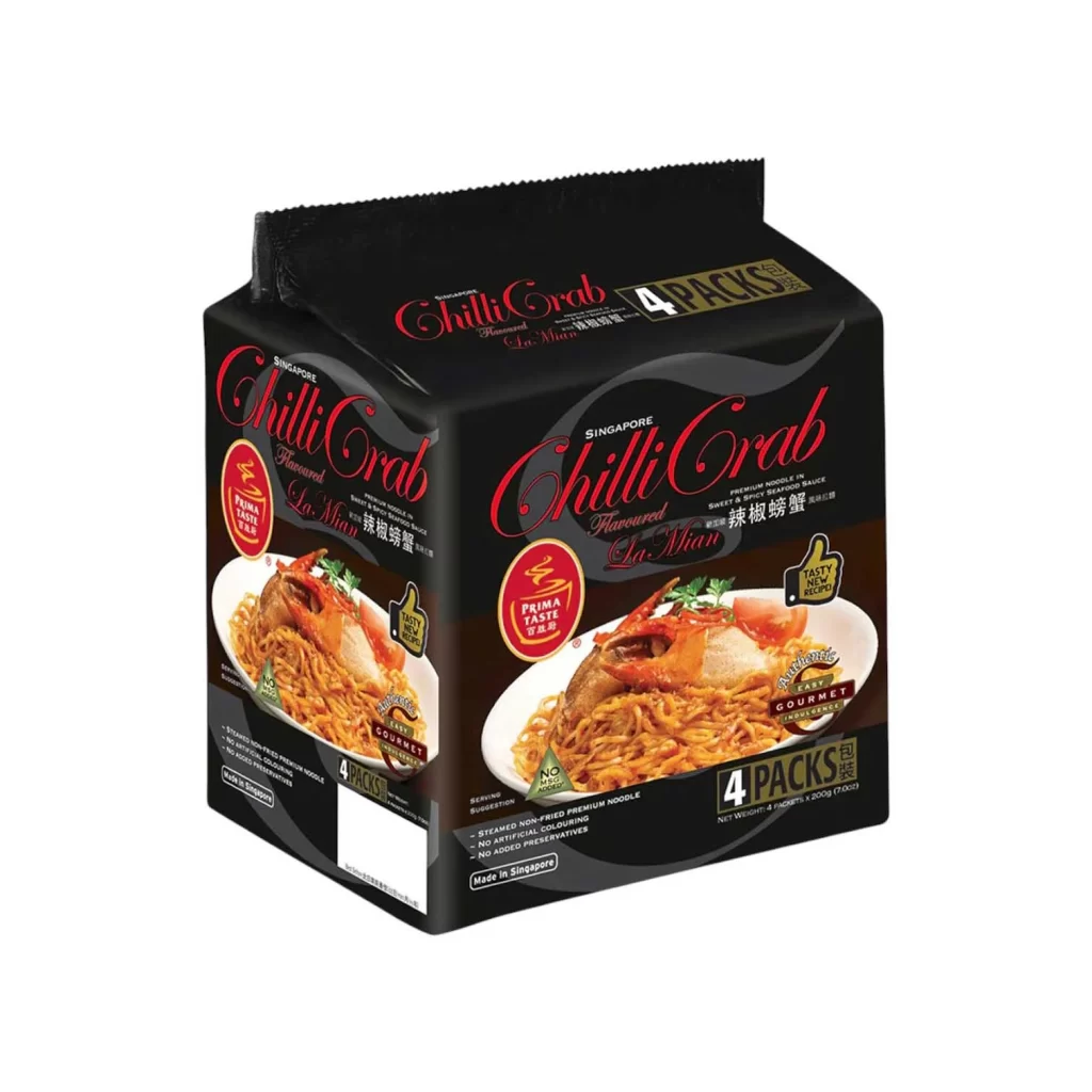Chilli Crab Flavoured La Mian Ramen Packaging