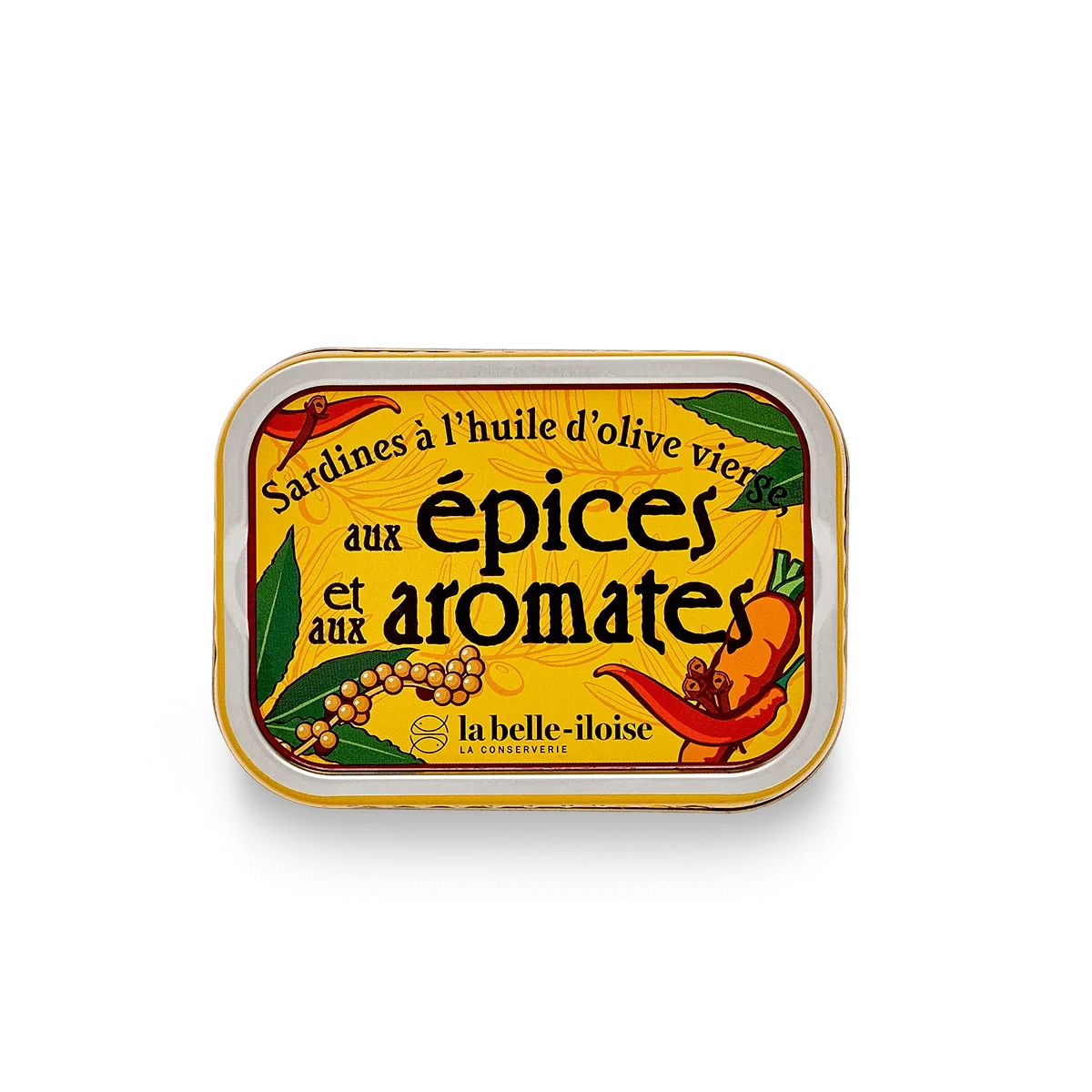 La Belle Iloise sardines with spices and aromates yellow packaging design