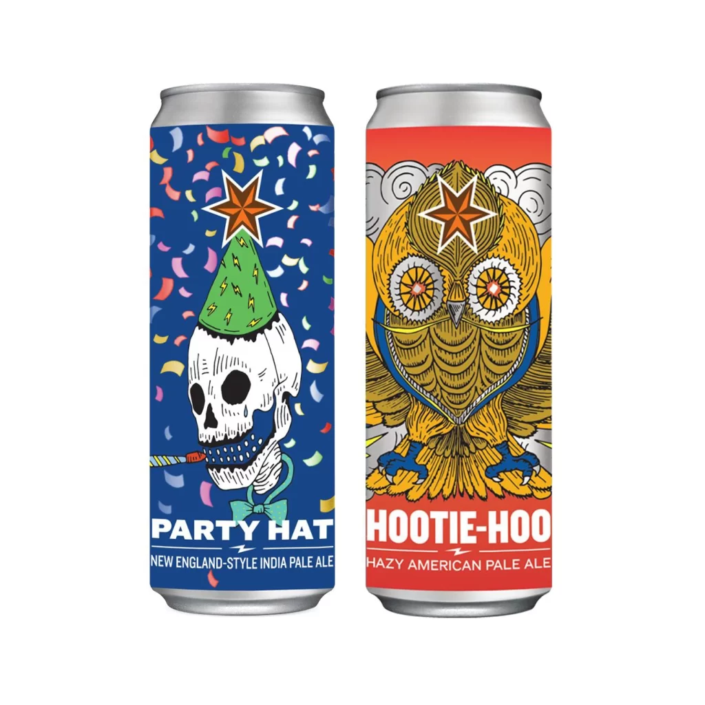Sixpoint Brewery Party Hat Hootie Hoo Blue & Red Beer Packaging