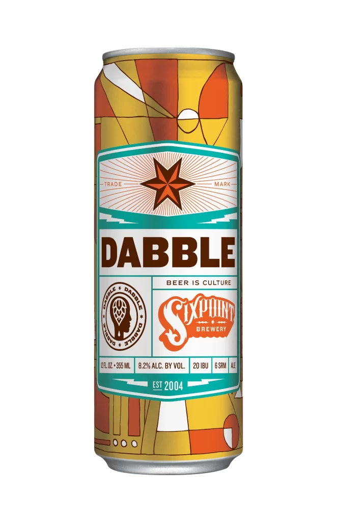 Sixpoint Brewery Dabble Yellow orange teal brown Beer Packaging