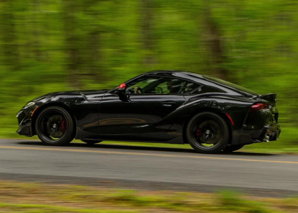 Toyota Supra Black Sports Car Forest Road Car Photography