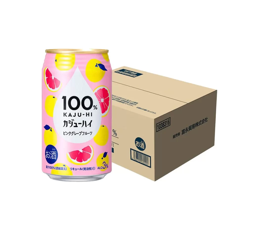 100 Kajū Hai Pink Grapefruit Chūhai 340ml x24 cans Packaging