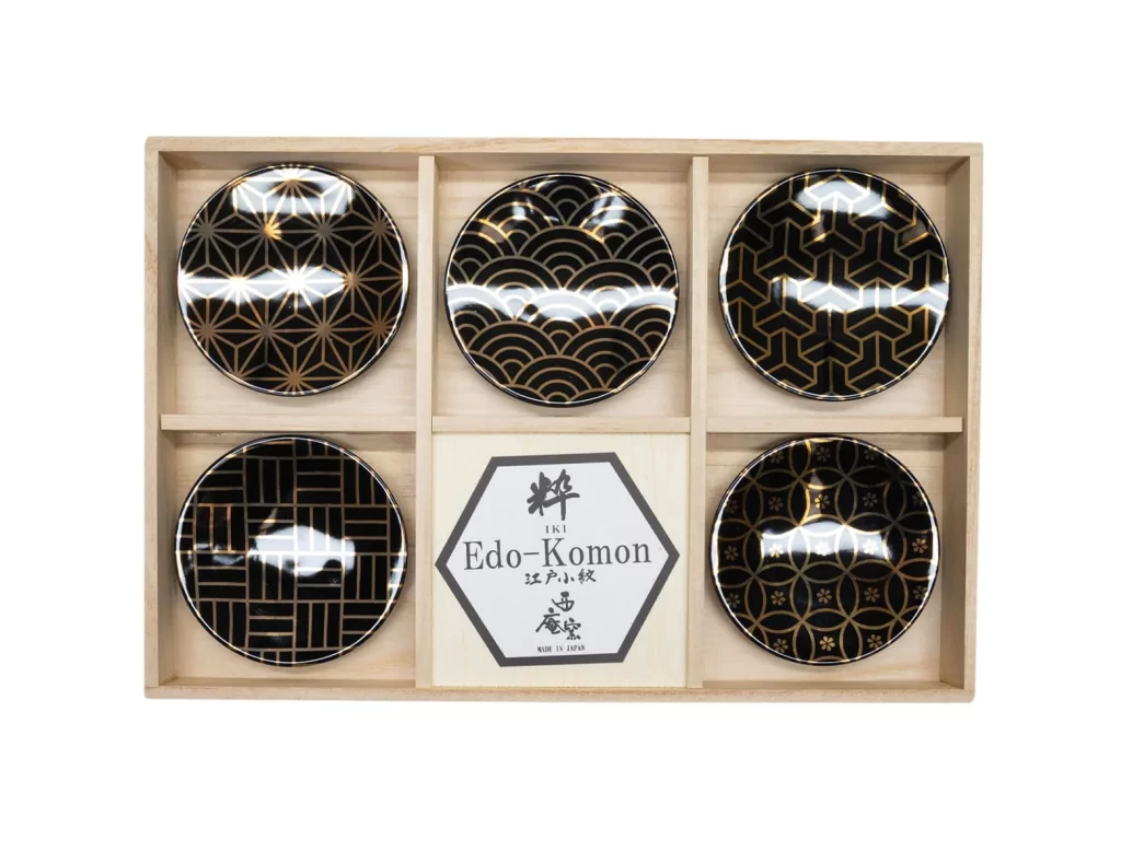 Edo Komon Small Plate 5p Gift Set (BLACK) Packaging