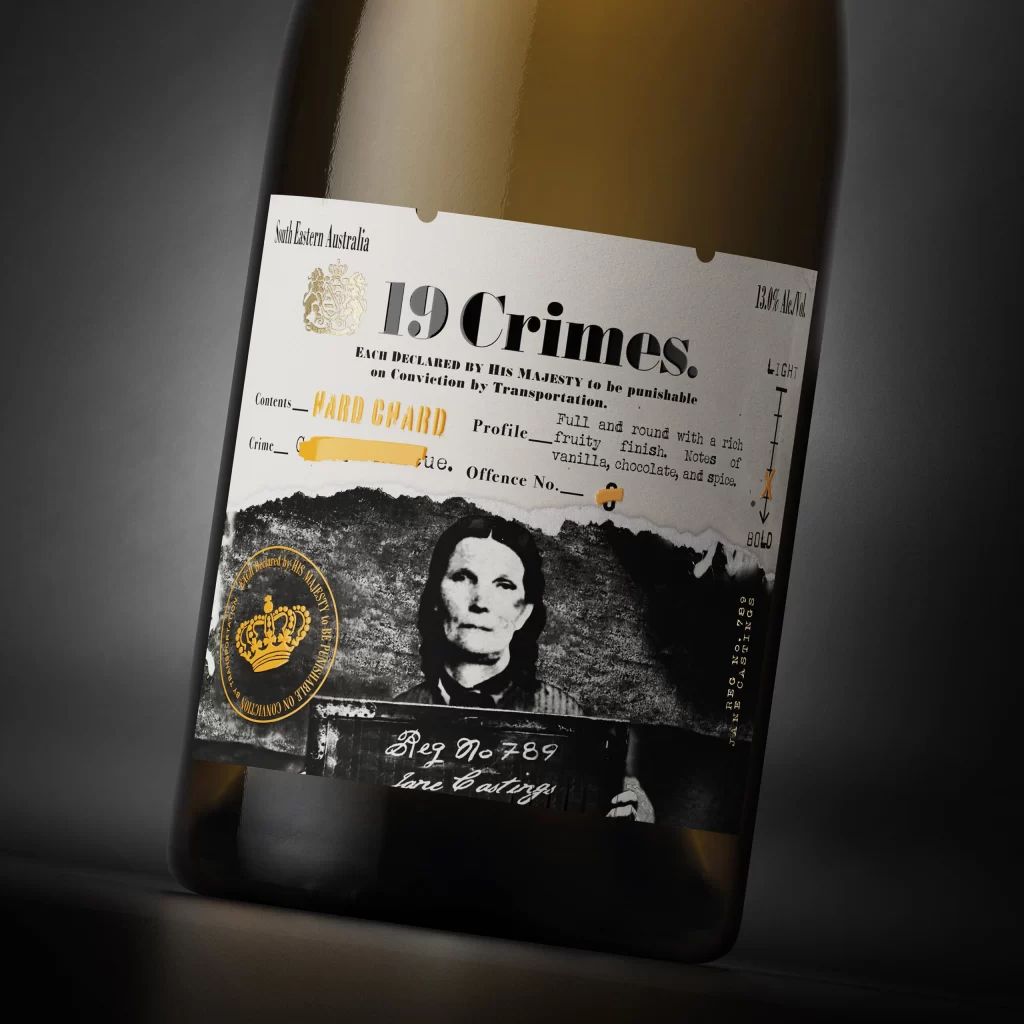 19 Crimes Wine Bottle Closeup