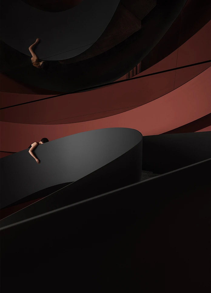 Black Curve Bold 3D Background