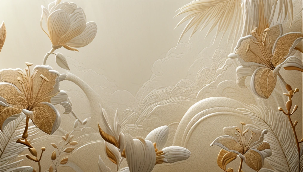Floral Landscape 3D Beige