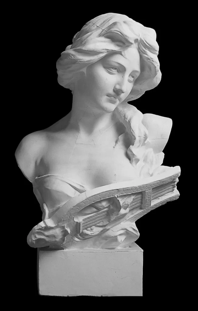 Woman Lyre Statue Marble