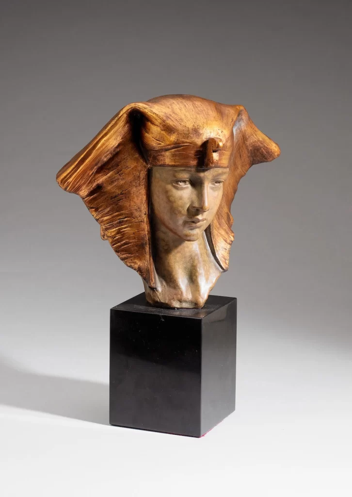 Bronze Woman Bust Winged Headdress