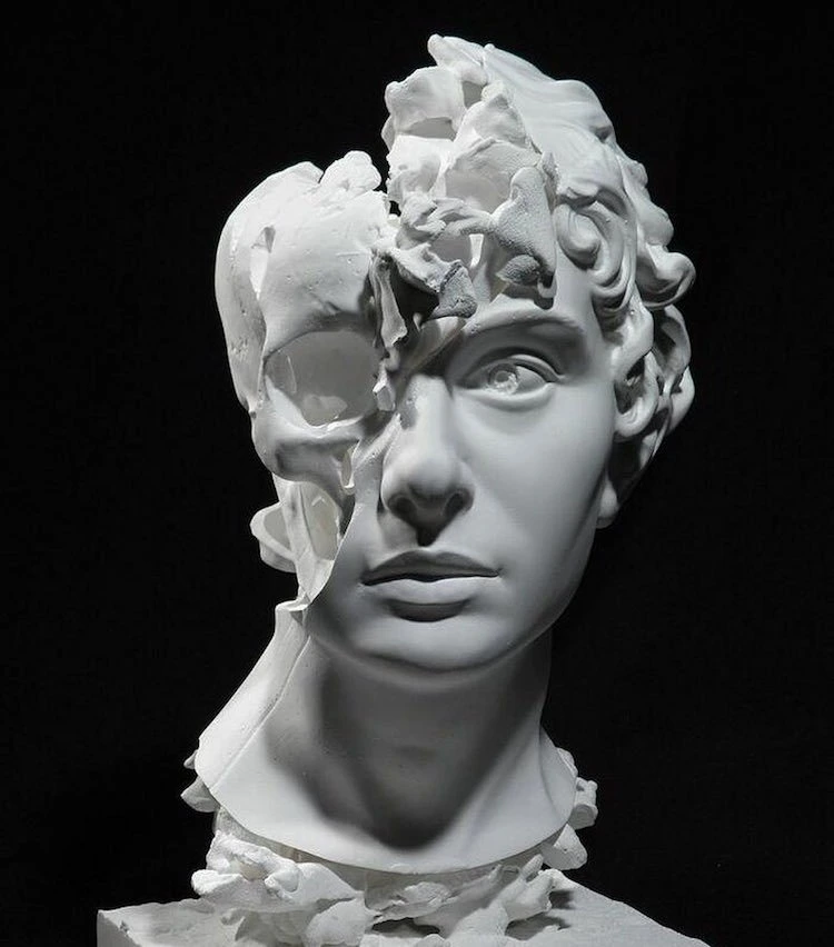 Fragmented Head Sculpture White