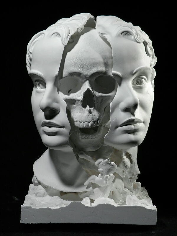Skull Human Features Sculpture White