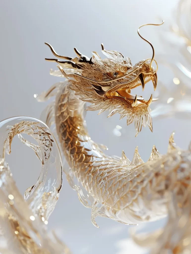 Gold Dragon Sculpture 3D