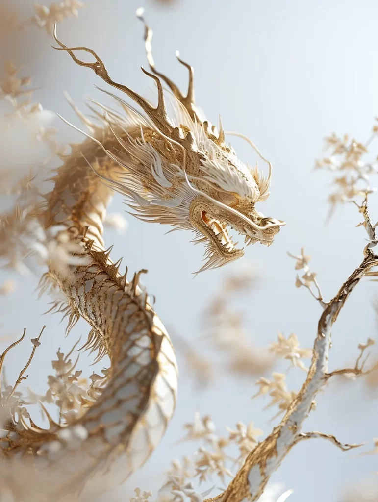 Gold Dragon Sculpture 3D