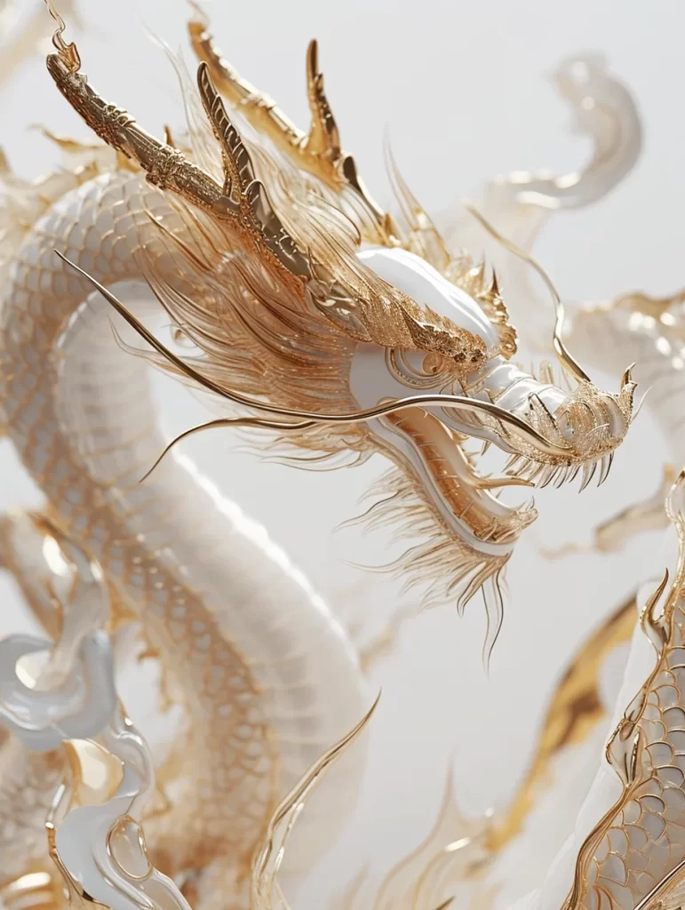Gold Dragon Sculpture 3D