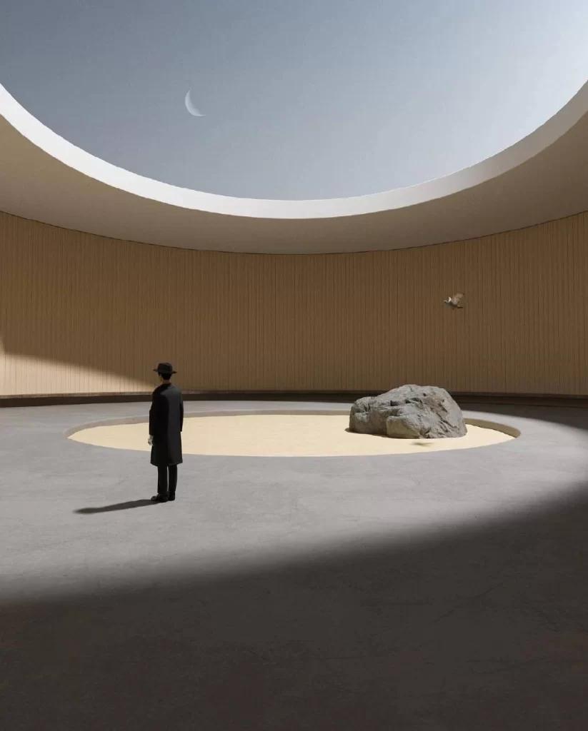 Man Minimalist Space 3D Beige