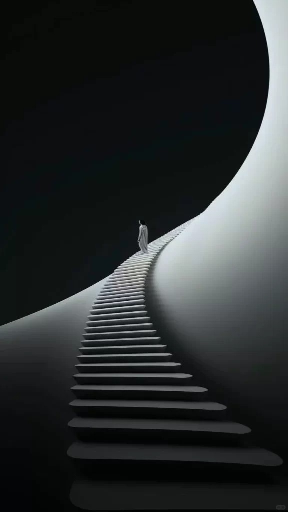 Person Staircase 3D Black White