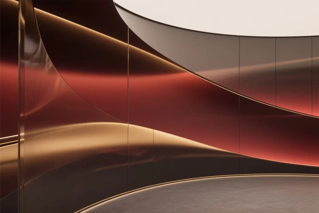 Architectural Interior 3D Red Gold