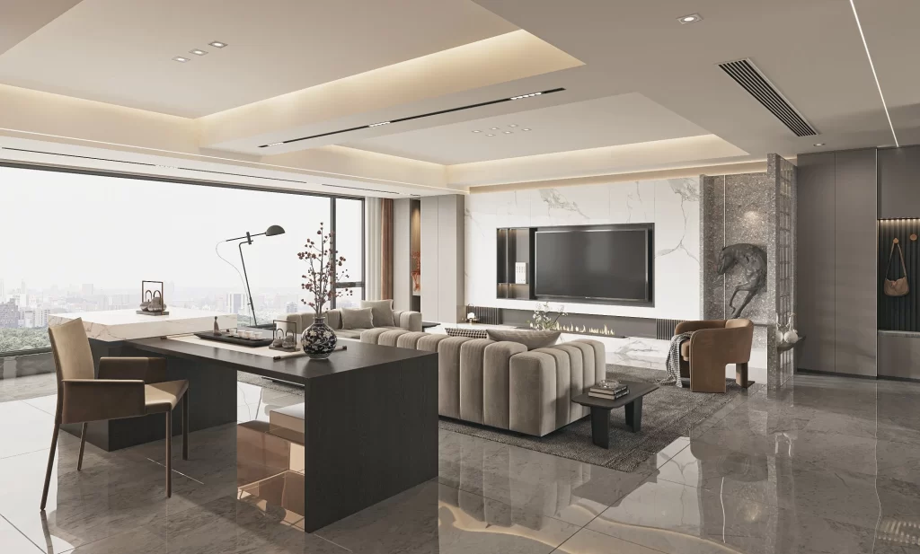 Living Room Interior Beige Gray