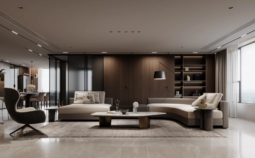 Living Room Interior Beige Brown