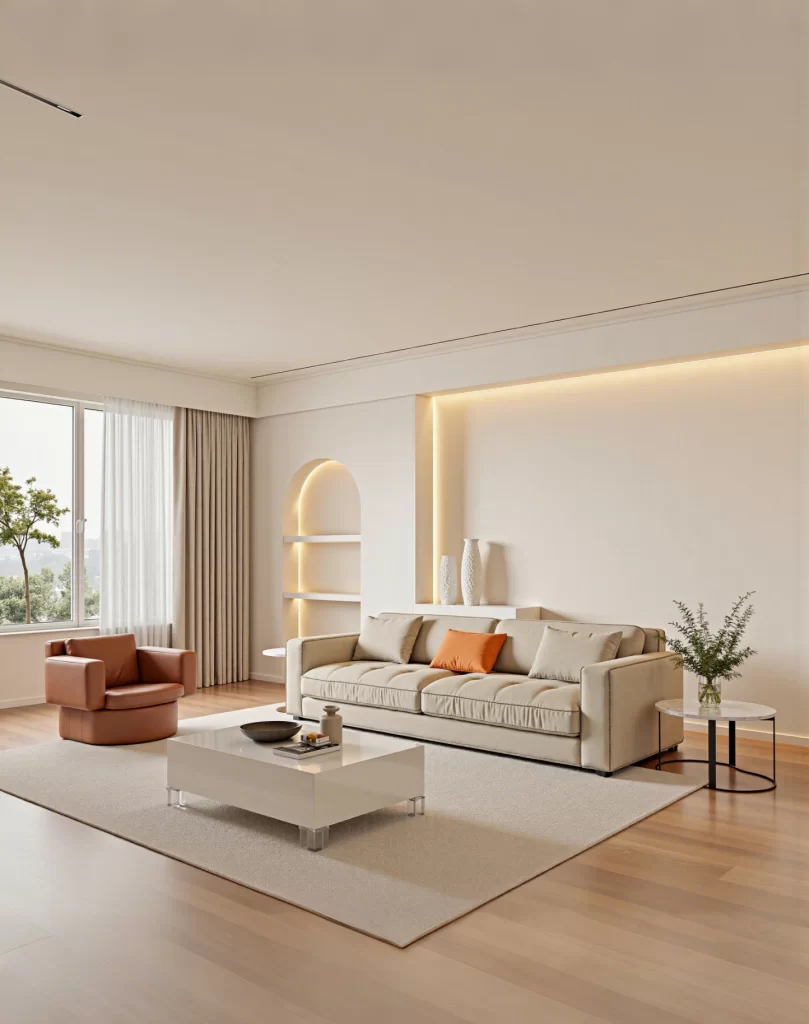 Living Room Interior Beige Brown