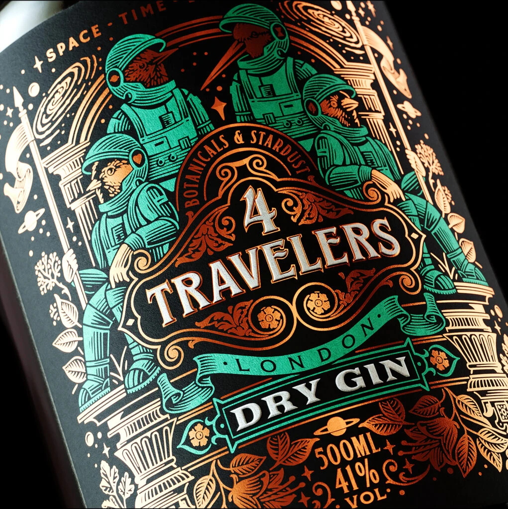 4 Travelers Dry Gin Bottle