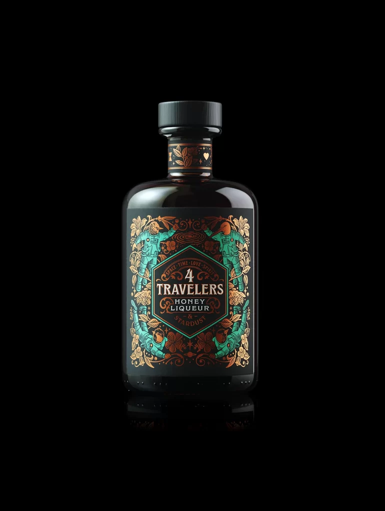 4 Travelers Honey Liqueur Bottle