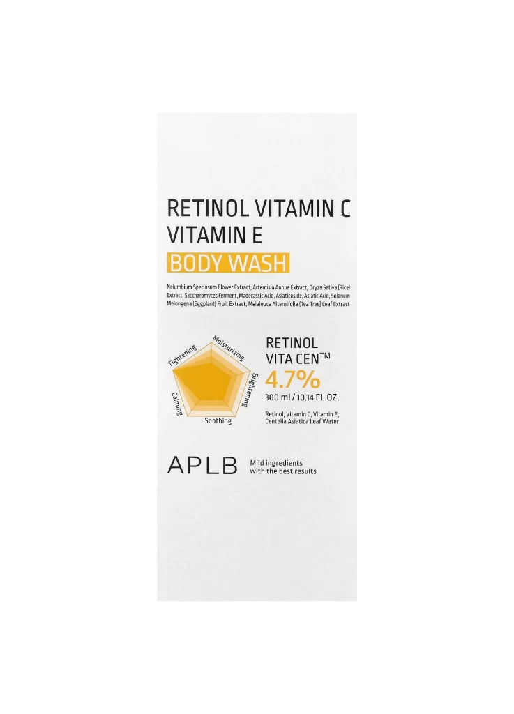 APLB Retinol Vitamin C Vitamin E Body Wash Packaging