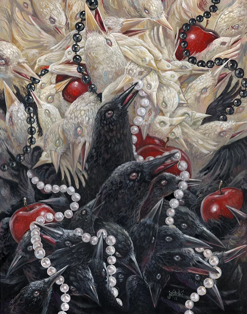 Aaron Jasinski Birds Pearls Apples Painting