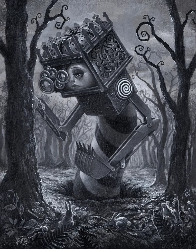 Aaron Jasinski Spiral Head Figure Painting