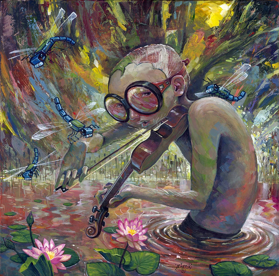 Aaron Jasinski Violin Insect Musician Painting