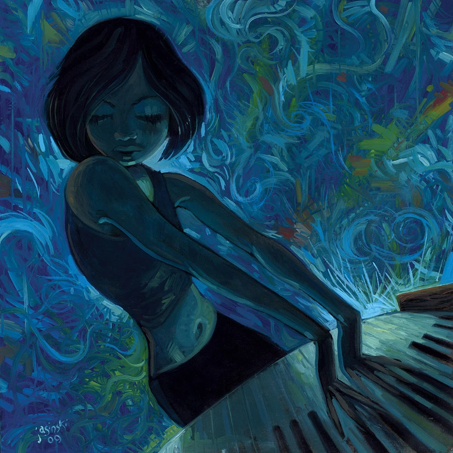 Aaron Jasinski Woman Piano Painting