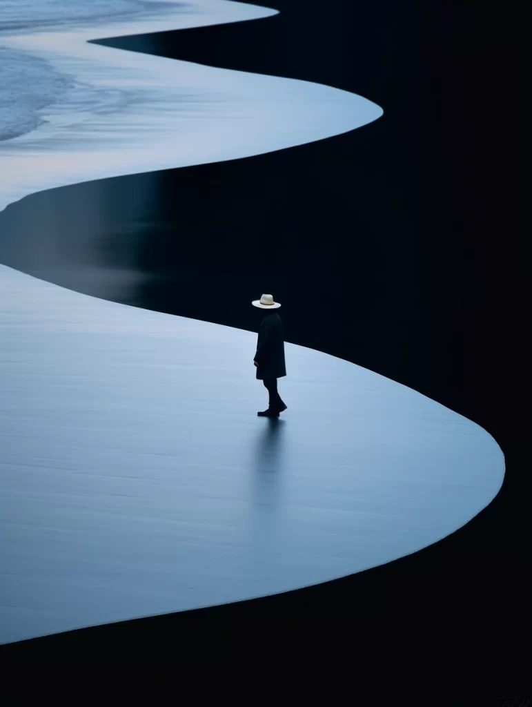 Person Walking Beach Blue