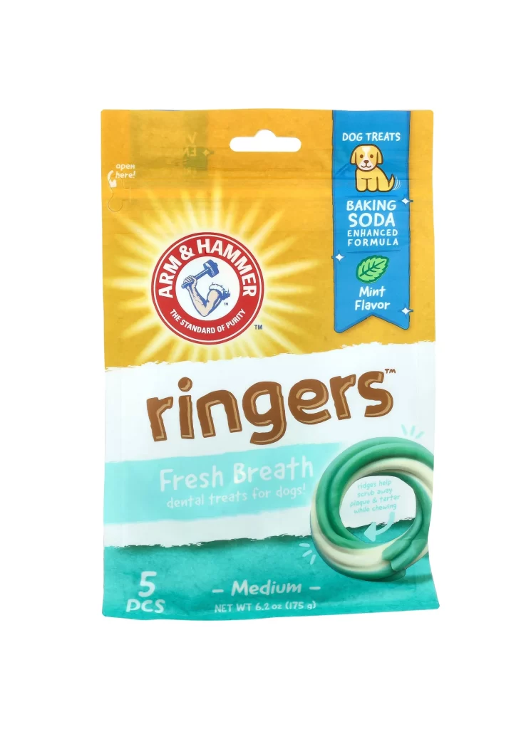 Arm and Hammer Ringers Fresh Breath Dental Treats For Dogs Medium Mint Packaging