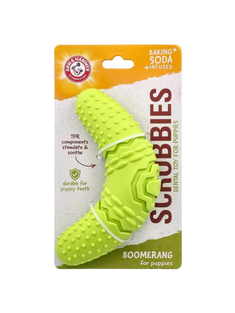Arm and Hammer Scrubbies Dental Toy For Puppies Boomerang Packaging