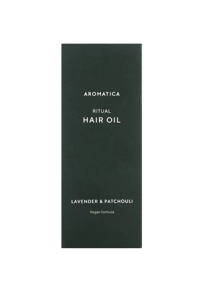 Aromatica Ritual Hair Oil Lavender and Patchouli Bottle Detail Packaging