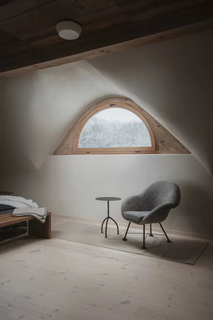 Attic Room Gray Chair Round Window Interior