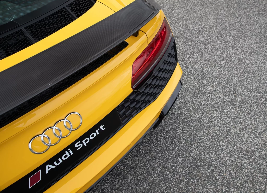 Audi R8 Rear Spoiler Detail Yellow Car Photography