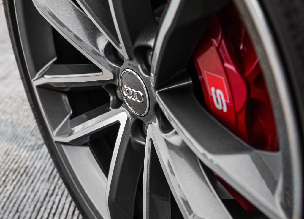 Audi S Model Wheel Red Brake Caliper Detail