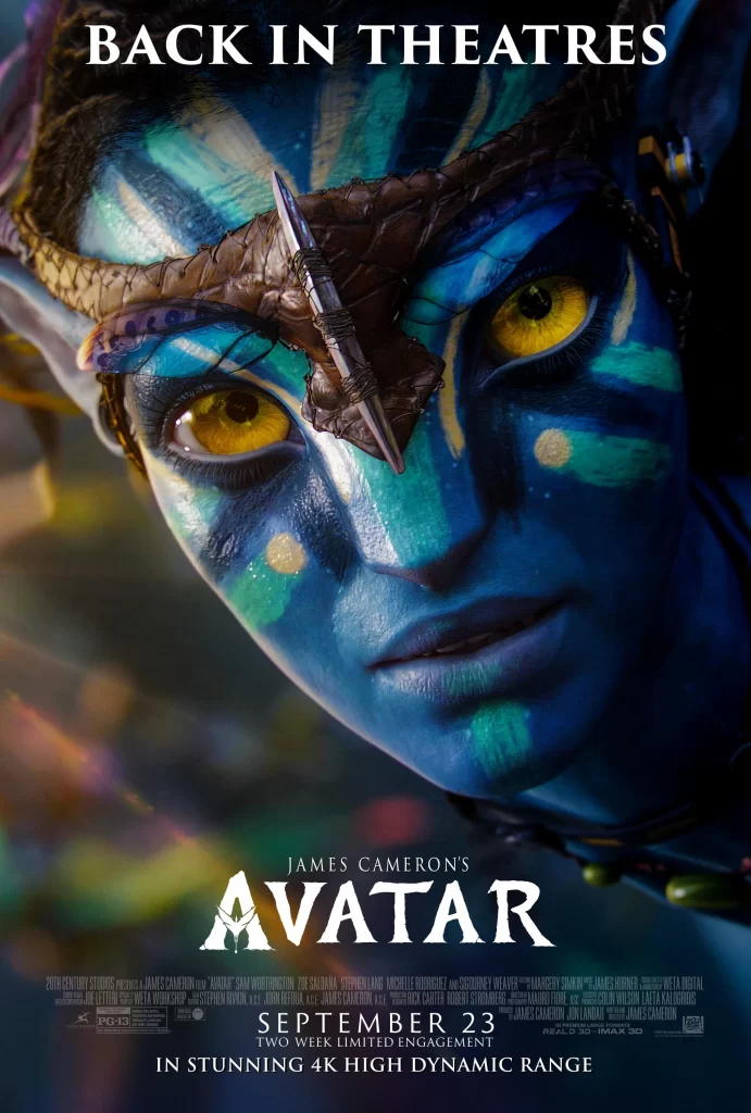 Avatar Movie Poster Back In Theatres Rerelease
