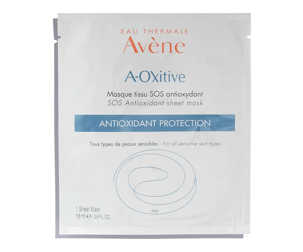 Avene A-Oxitive SOS Antioxidant Sheet Mask Packaging