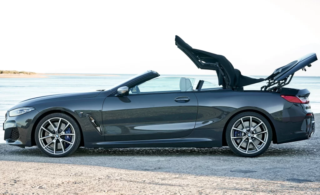 BMW 8 Series Convertible Side View Dark Gray Car Photography