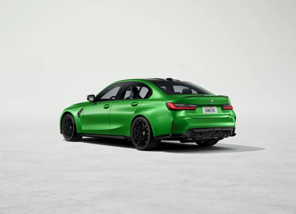 BMW M3 Green Studio Side Angle View