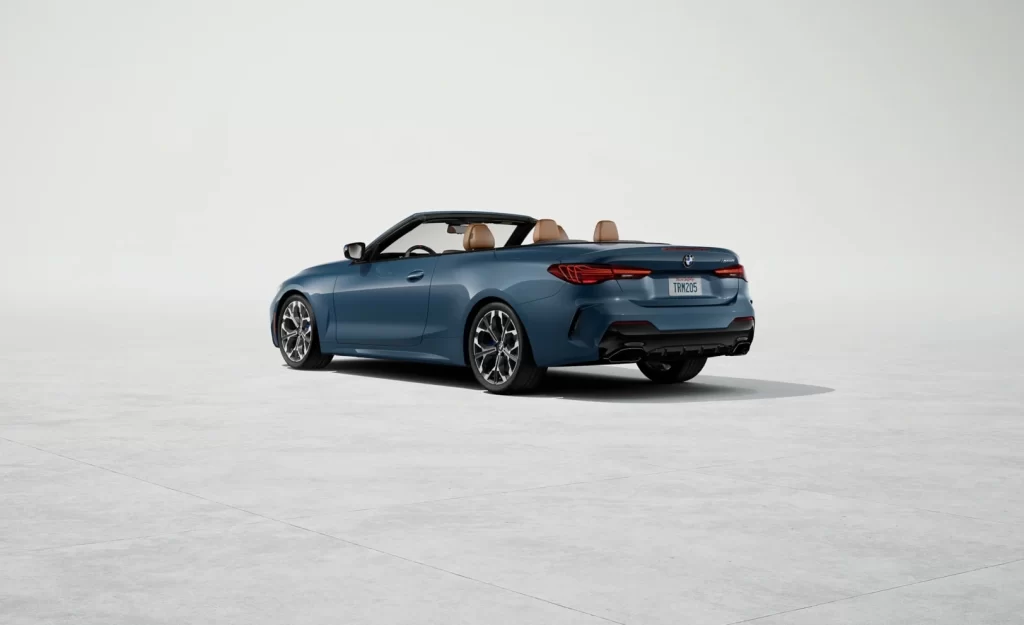 BMW M4 Blue Outdoor Side Profile Shot