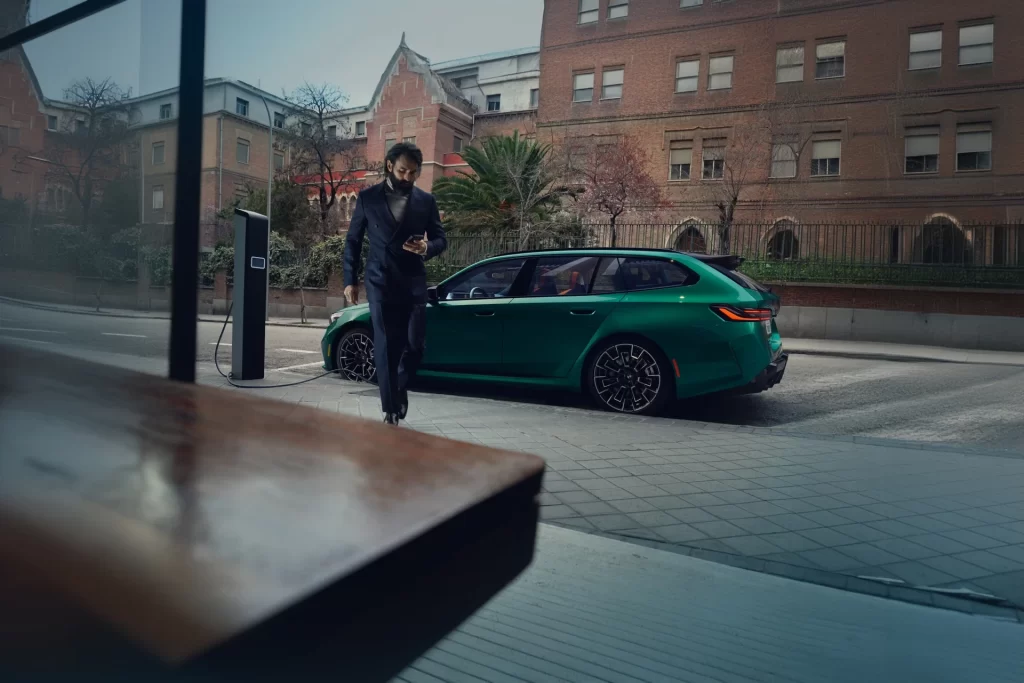 BMW M5 Green Studio Side Angle View