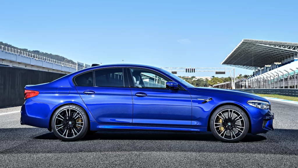 BMW M5 Side View Blue Car Photography