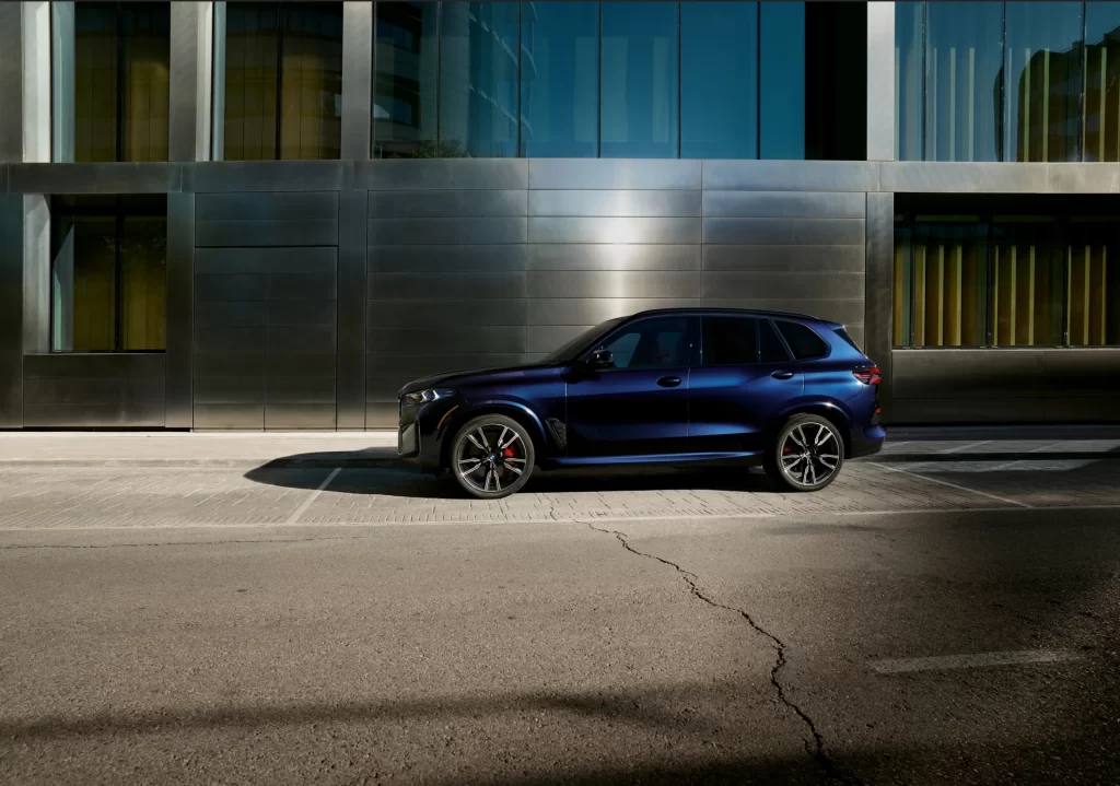 BMW X5 Blue Studio Side Profile Shot