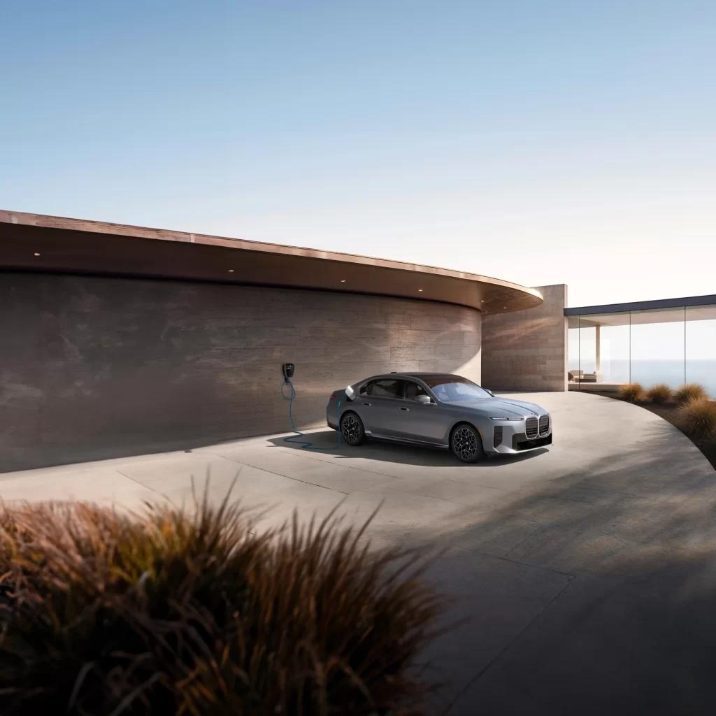 BMW i7 Silver Charging View