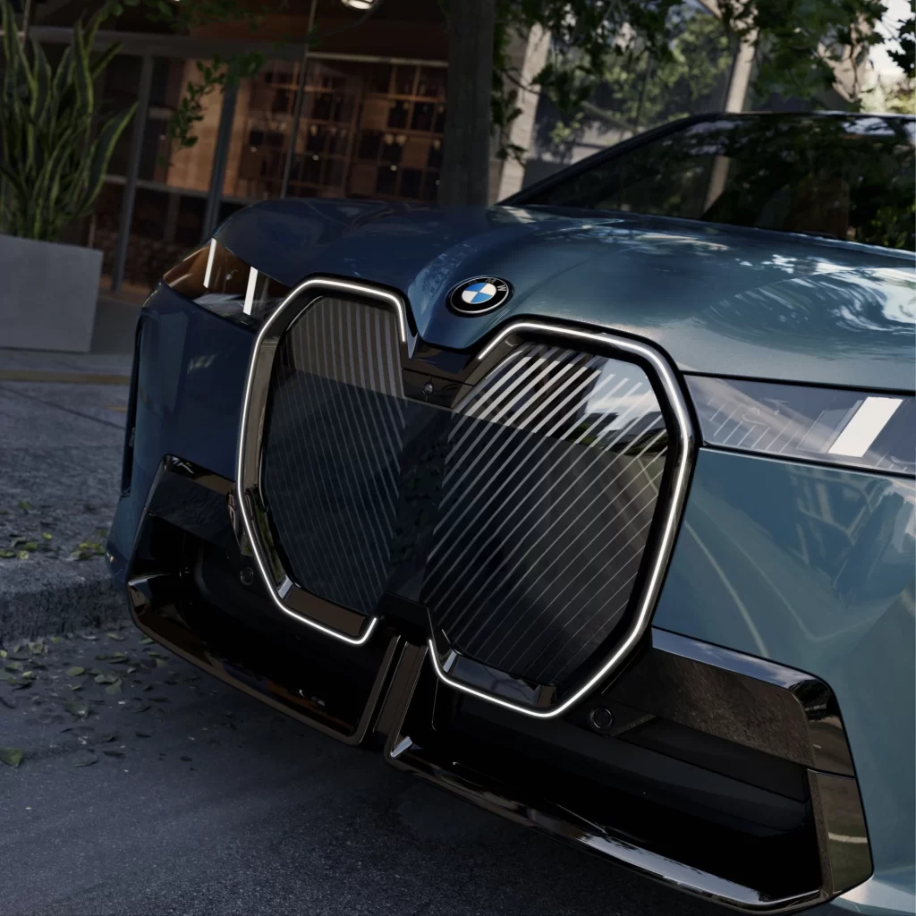 BMW iX Blue Hero Front Studio View