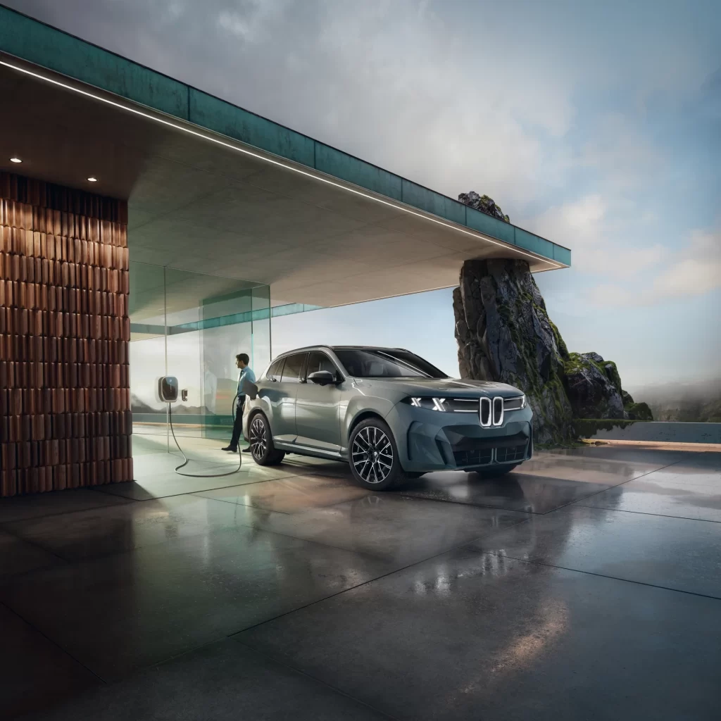 BMW iX Grey EV Charging Station View
